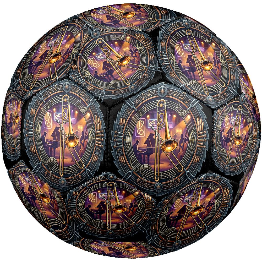 Jazz Night Music Scene Round Football Size 5 Adult Ball Suitable for Training Matches and Outdoor Team.