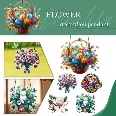 Art Flower Painted Window Decoration Hanging Acrylic Window Decoration Hanging, Creative Lighting Craft Pendant Light Home Decoration Hanging