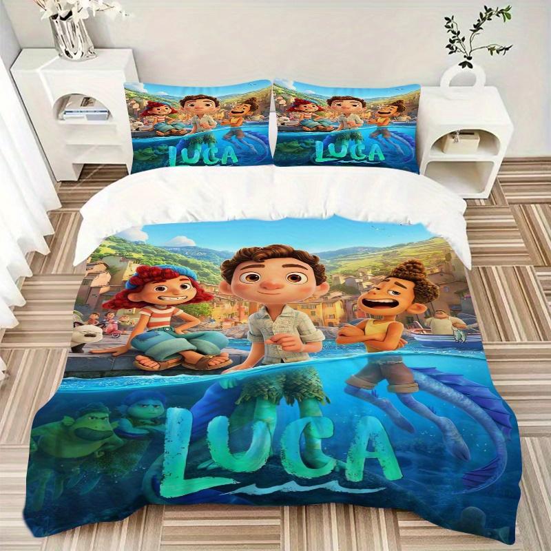 Juego de Funda Nórdica Aventura de Luca 3 Piezas (1 Funda de edredón + 2 Fundas de almohada Sin relleno), Impresión de Alta Definición para el Hogar y el Dormitorio.Q