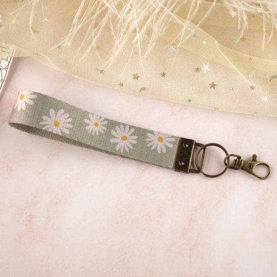 Nyckelring Hänge Rutigt Tryck Faux Läder Handledsrem Nyckelring Armband med Snabbfäste Fjäderring Kvinnor Nyckelhållare