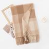 Wool Scarf Autumn and Winter New Plaid Color Matching Women's All-match Scarf Thickened Warm Shawl Simple Tassel