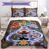 Set cuvertură de pilota 3 buc (1 * Husă de pilota + 2 * Față de pernă, Fără Miez), Set de așternut moale cu imprimeu Dragon Ball pentru toate anotimpurile, Cadou pentru decorarea dormitorului de acasă