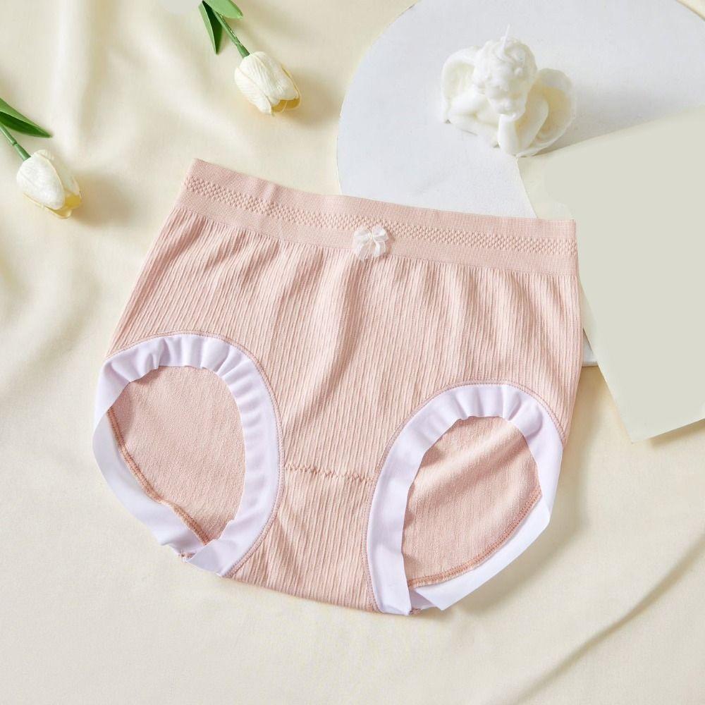 8Pcs Low Waist Ruffles Briefs Female Lingerie Bow Underpants Simple Women Panties Set  Daily Sports