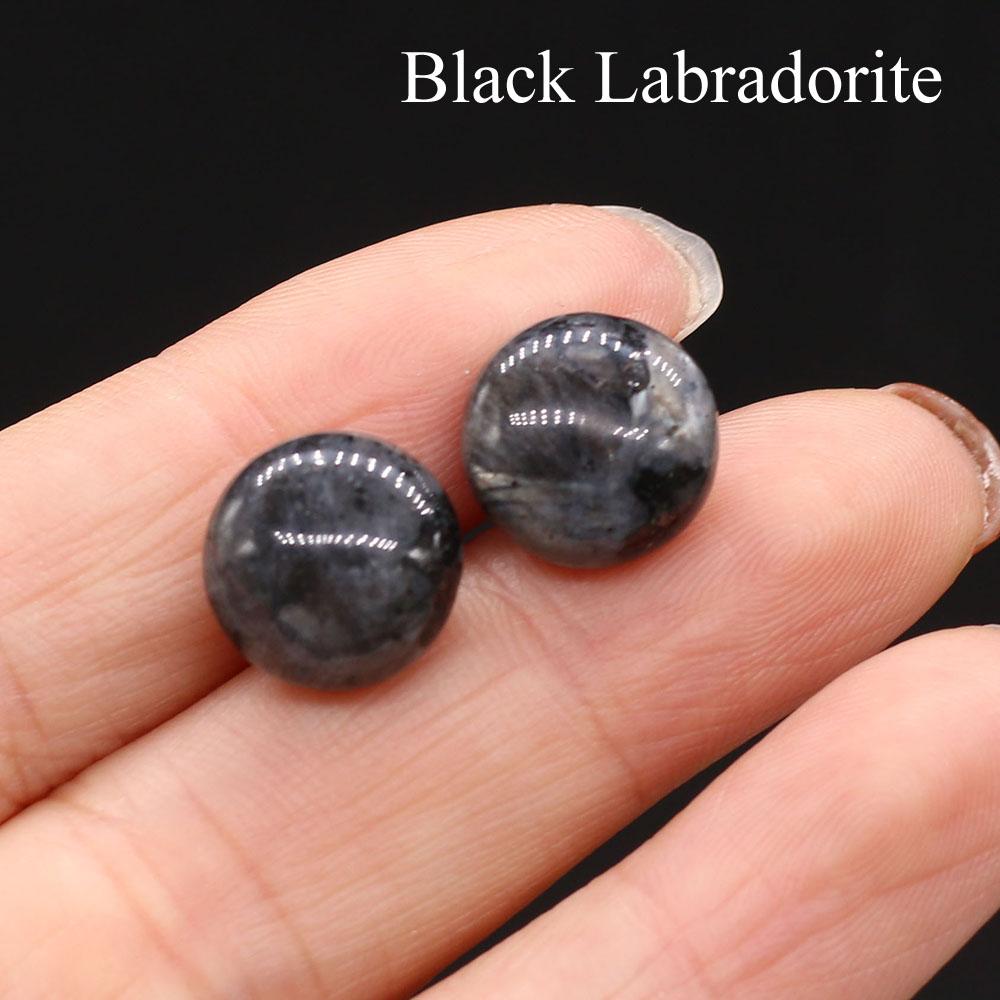 1 Paar, böhmische Reiki-Heilkristall-Ohrringe, einzigartige runde Edelsteine aus natürlichem Energiestein, Ohrstecker für Frauen, Urlaubsschmuck, Geschenke, 12 × 12 mm