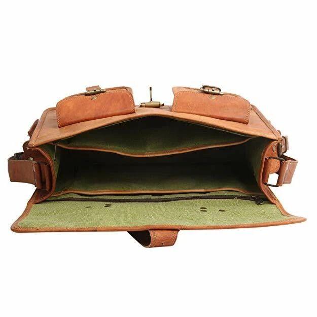 Bag Leather Vintage Messenger Shoulder Satchel Side Sling Laptop Briefcase Large