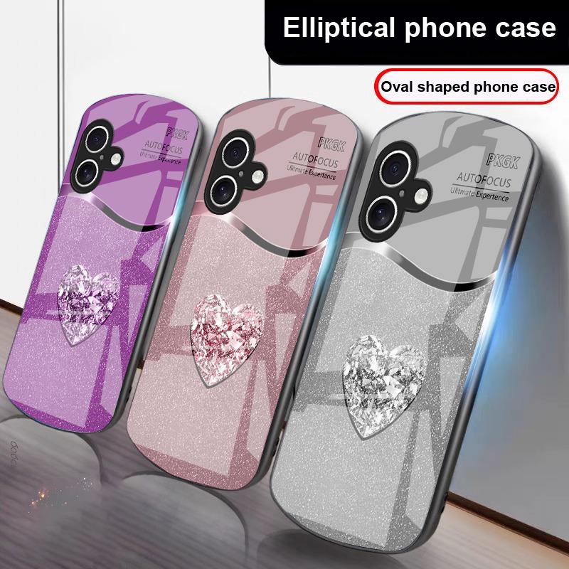 Verlauf Diamant Liebe Für iPhone 17 16 15 14 13 Plus 12 mini 11 Pro Max XR Xs Max X 7 8 6S 22 20 Elliptische Glas Handyhülle