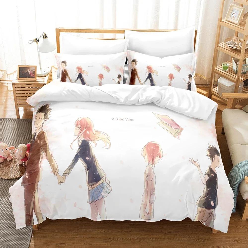 A Silent Voice Bedding Set Single Twin Full Queen King Size Bed Set Adult Kid Bedroom Duvet Cover Sets 3D Anime Bed Sheet Set