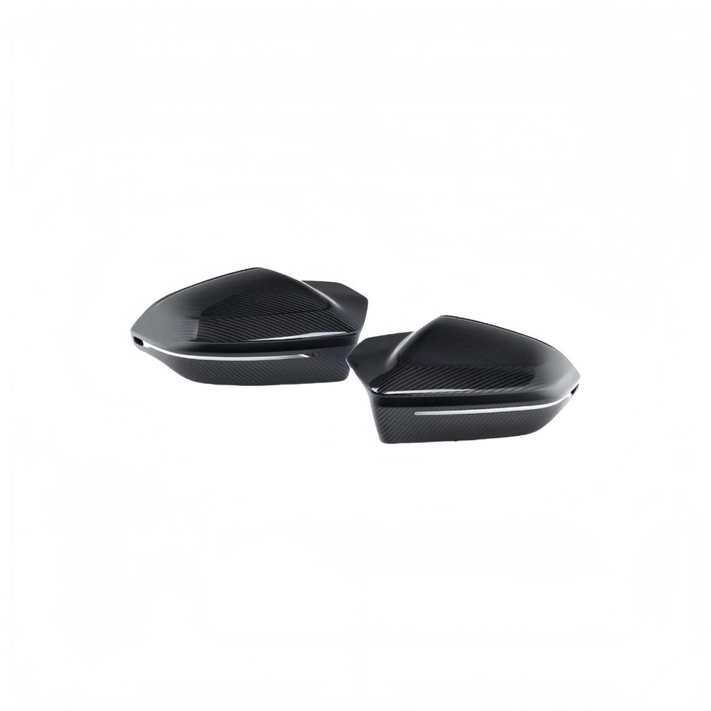 Bullhorn Rearview Mirror Cover for BMW 5 Series G60/G61/G68 & 7 Series G70 In Modified Dry Carbon Fiber.