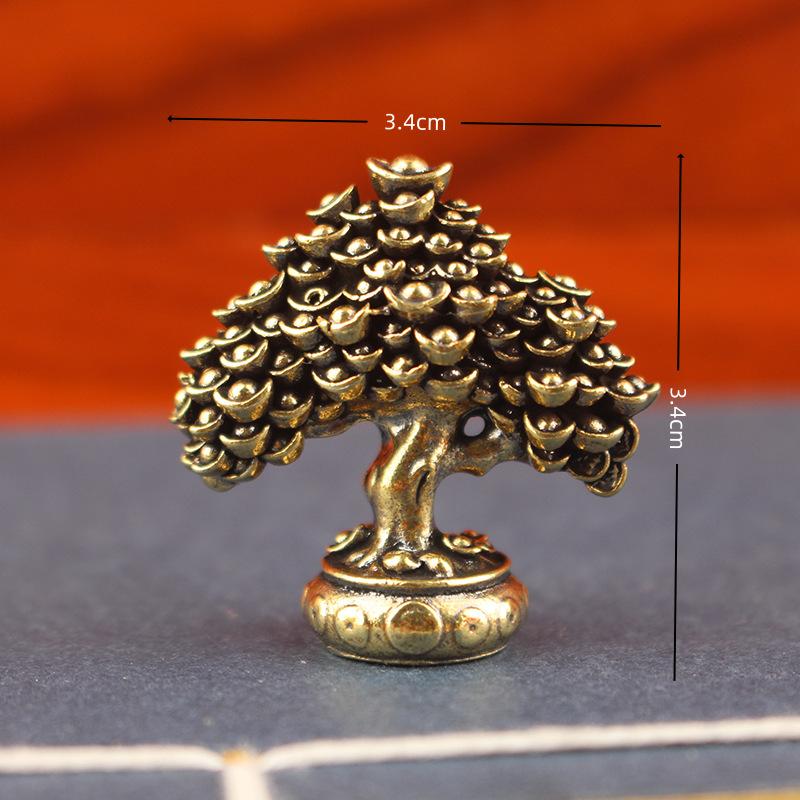 

1PCS Brass Fortune Tree Ornaments Potted Tree Ingot Tree Retro Brass Ornaments Living Room Office Desktop Sculpture