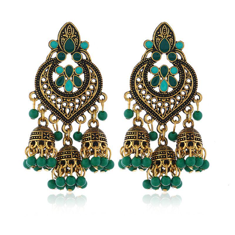 Retro Indian Bollywood Kundan Jhumka Jhumki Drop Earrings Gypsy Fashion Jewelry