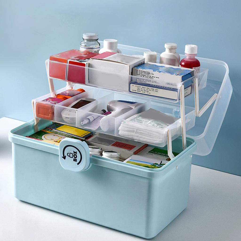 Medicine Storage Box Multipurpose Large Capacity Multi Layers Portable Medication Storage Box with Handle for Household