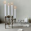 Portacandele Moderno Nordico in Metallo Argento/Oro Trasparente/Design Vuoto 10cm Centrotavola per Decorazione Soggiorno Regalo Candelabro