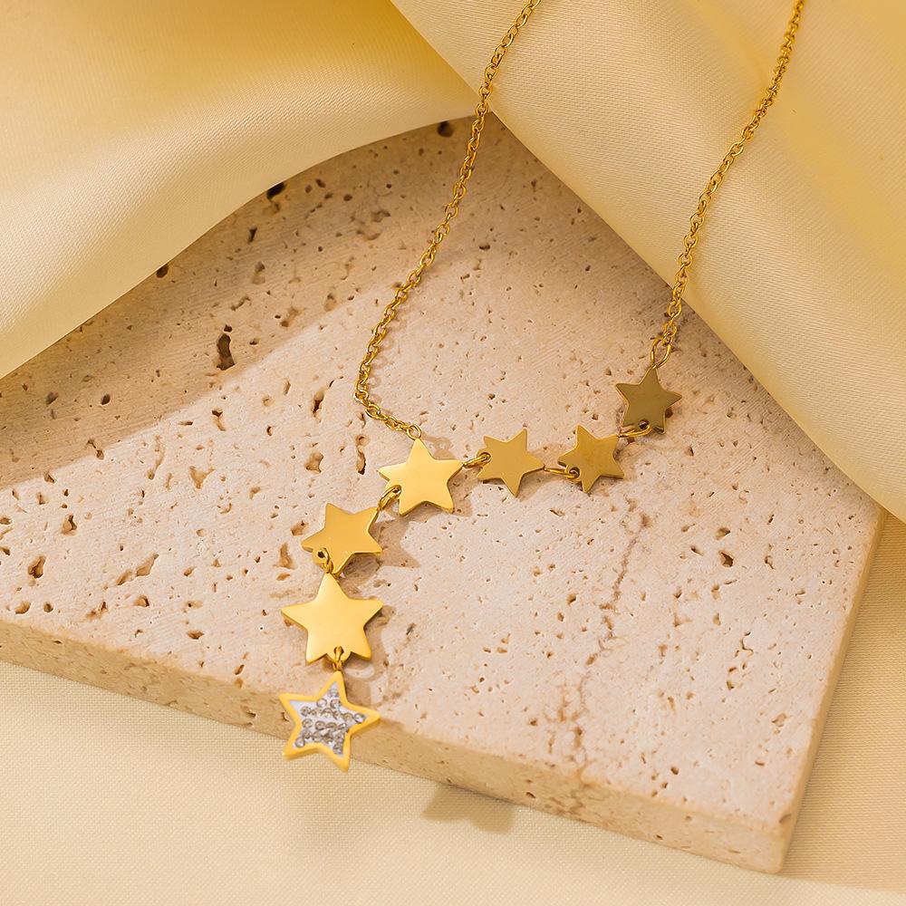 Pentagram Light Luxury Necklace Niche Tassel Pendant Women's Collarbone Chain Fashion Design Jewelry