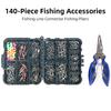 Fishing Pliers and 140 Piece Lure Fishing Accessories Kit Saltwater Hook Remover Fishing Line Connector for Sea Fishing
