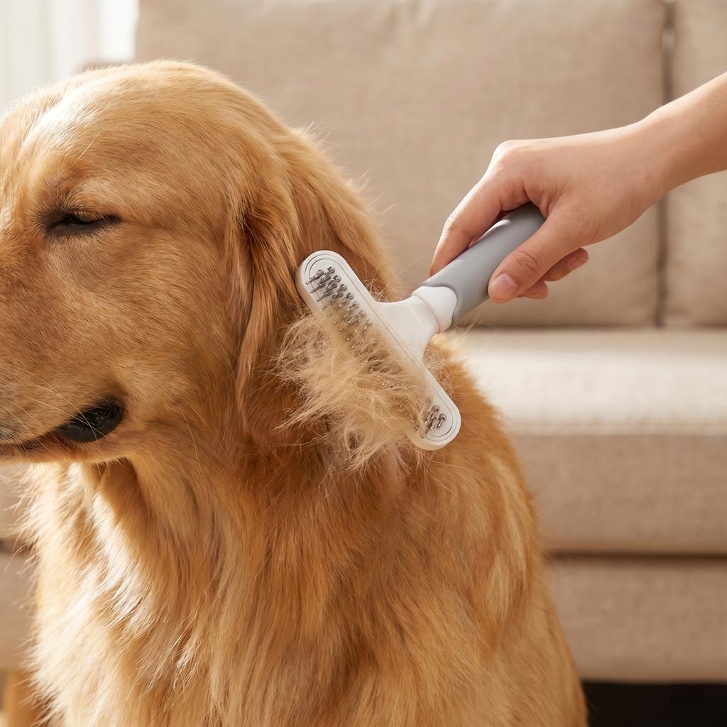 Haustierpflegebürste mit Edelstahlstiften zur Haarausfallkontrolle und Fellpflege Geeignet für Hunde und Katzen Langlebiges Griffdesign