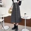 Checkered Half Length Skirt for Women In Autumn and Winter High Waisted  Medium Length  Buttocks Wrapped  A-line Skirt  Knitted Women's Skirt