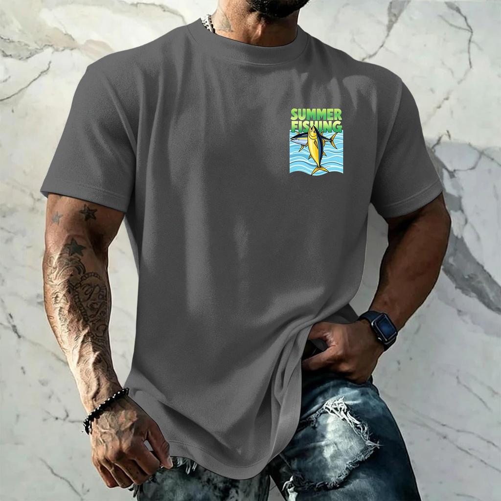 Men's Vintage Texture Printed Short Sleeve T Shirt Loose Fit Casual Summer Daily Top Lightweight Breathable Fabric Comfortable Design