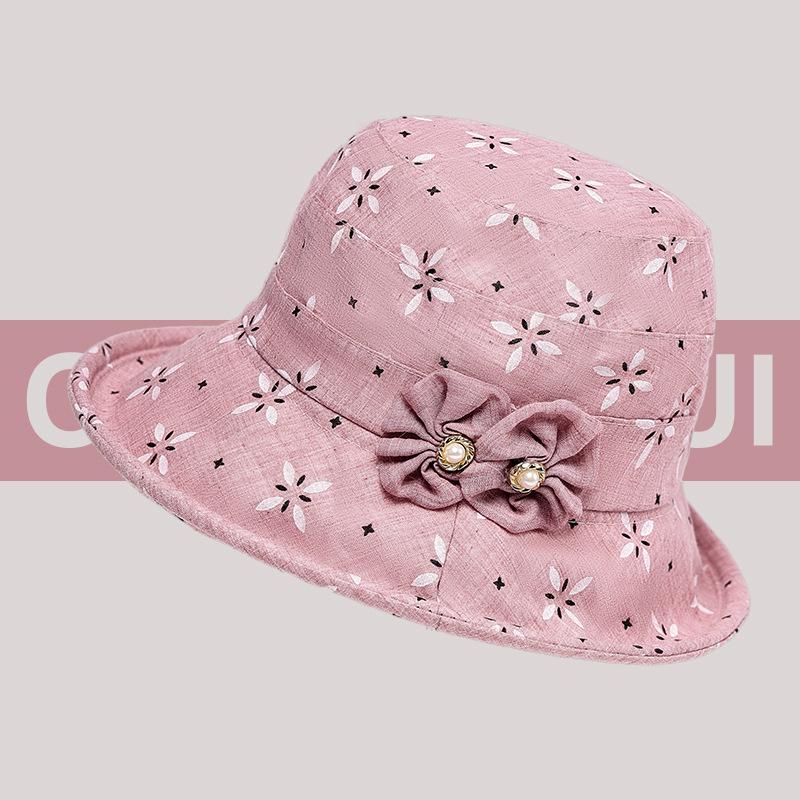 2025 Summer Fashion Embroidered Wide Brim Sun Hat for Middle-Aged & Elderly Women
