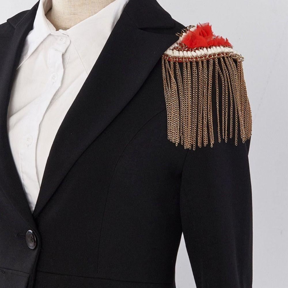 Pearls Pearls Tassel Epaulet Badge Shoulder Brooches Tassel Chain Shoulder Board  Stage performance