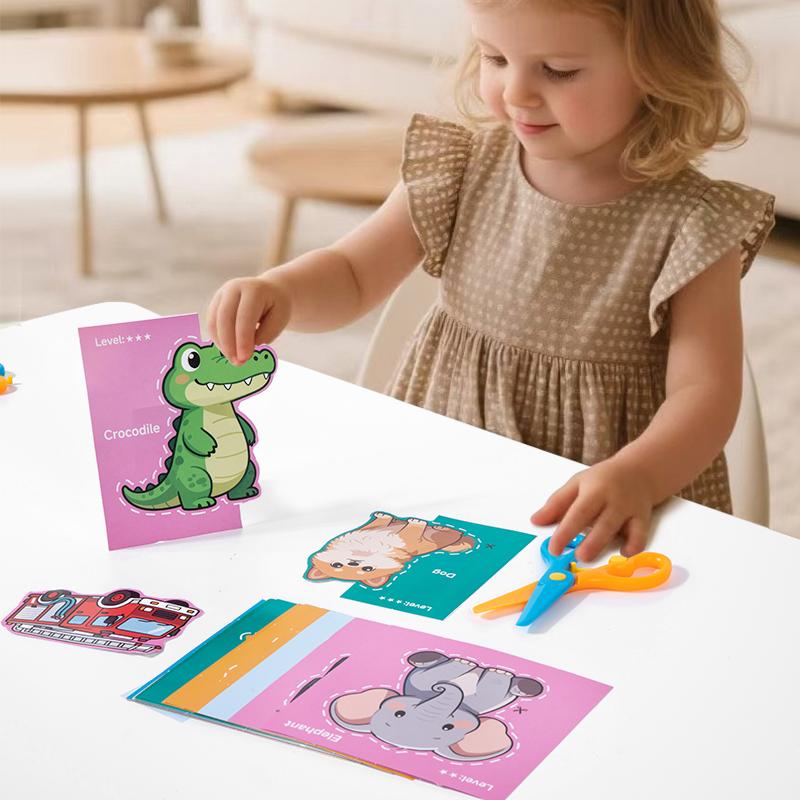 Handmade Paper Cut Set Kids Craft Toys DIY Colorful Paper Cutting Folding Toys for Early Art Development Fine Motor Skills
