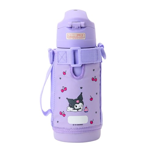 Sanrio 2-Way Stainless Steel Bottle, Kuromi, for Kids, Insulates Hot or Cold Drinks, Capacity: 620mL (Cup), 670mL (Direct Cap), Includes Name Space, P