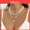 Baroque Necklace Pearl Womens Vintage Necklaceheart Ot Buckle Pendant Necklace For Women Wedding Bridal Bead Chain Neck Accessories Jewelry