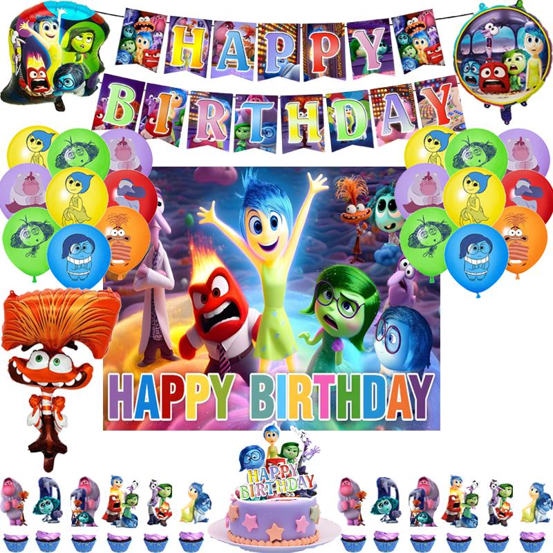 Inside Out 2 Decorațiuni Petrecere de Ziua de Naștere Temă Desen Animat Kit Veselă Baloane Bucurie Tristețe Accesorii Copii Băiat Fată Cadou Jucării