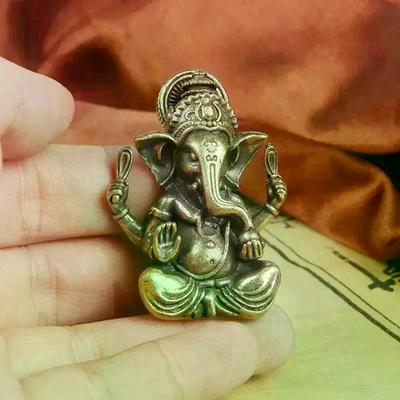 Vintage Brass Thai Elephant God Desktop Ornament Elephant Trunk God Of Wealth Bronze Carving Crafts Collection Home Decoration
