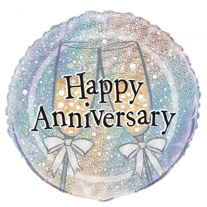 Unique Party Happy Anniversary Prism Foil Balloon One Size preto