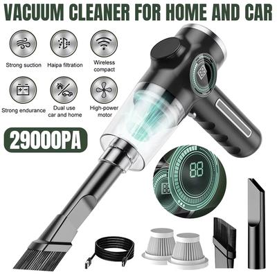 29000Pa Mini Wireless Vacuum Cleaner 120W Strong Suction Handheld Car Mounted Electric Cleaner with LCD Power Display & 2 Filter