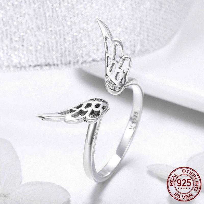 Sterling Silver Elf Wing Ring: S925 European & American Style Women's Jewelry