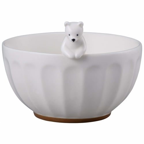 Cute tableware WHITE ZOO rice bowl with polar bear figure SAN3398-1
