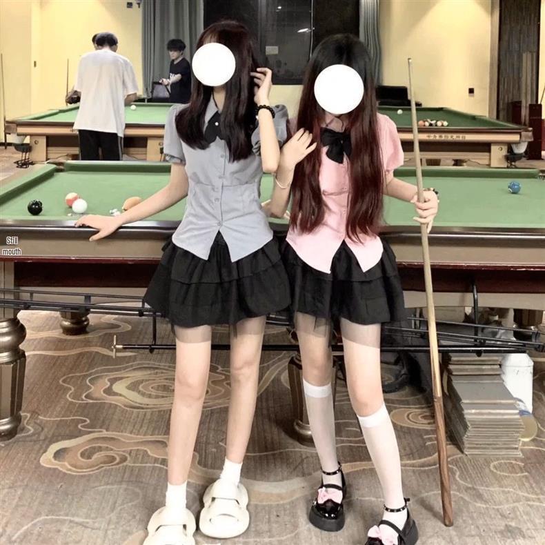 2024 Sommer Petite Damen Super Fee Puffrock & Kurzarm JK Uniformhemd