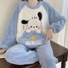 Plus Size Winter Women's Warm Fleece Pajama Set, Cute Cartoon Pattern Casual Loungewear Set