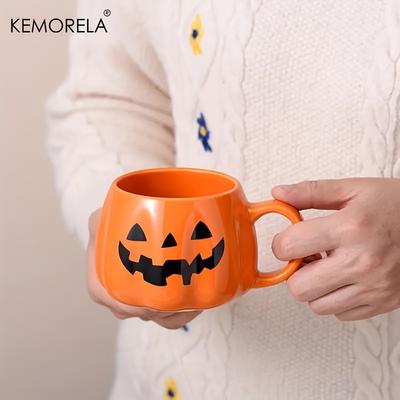 400ml Halloween Kürbis Tasse Keramik Niedliche Kaffeetasse mit Dekorationsmuster Geburtstag Tischdeko Getränkebehälter für Halloween Party Geschenk