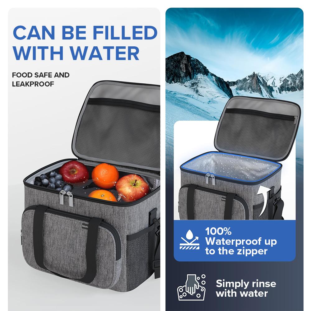 30L Oxford Insulated Cooler Bag For Camping Picnic, Adjustable Shoulder Strap & Built-In Bottle Opener, Leakproof Picnic Bag