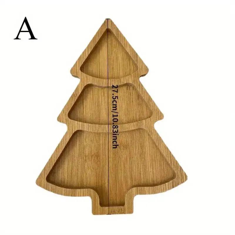 1 Pcs Wooden Christmas Tree Tray Restaurant Decoration Home Dried Fruit Snack Plate Bamboo And Wood Dining Plate