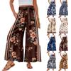 Damen Freizeithose mit weitem Bein, Stretch, Hoher Bund, Gerüschter Saum, Weite Beine, Mit Gürtel und Taschen
