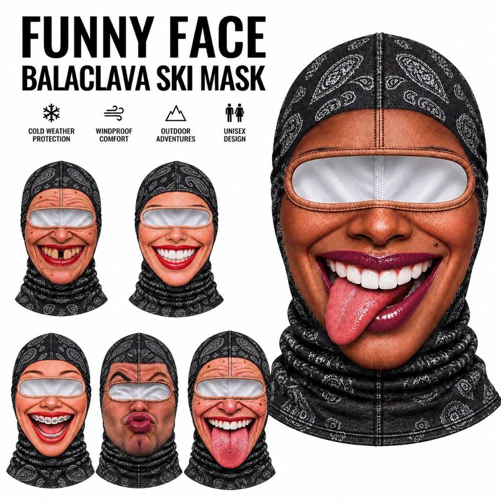 Full Coverage Winter Mask Cover 3D Face Printed Ski Mask Hood Novelty Headwear Costume Parties