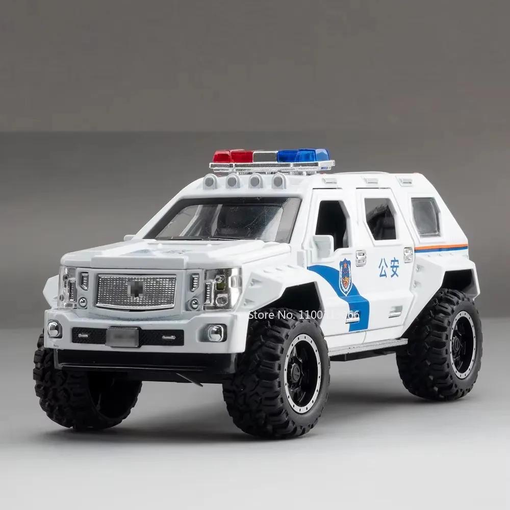 

1:24 Alloy Diecast YiWeiKe QiaoZhiBaDun Police Cars Models Toy Light Sound Vehicles Rubber Tires Car Toy for Kids Festival Gifts