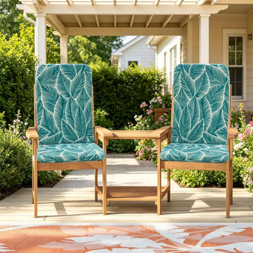 High back outdoor chair cushion waterproof anti-fading removable and washable cushion dark blue 45*107*3cm