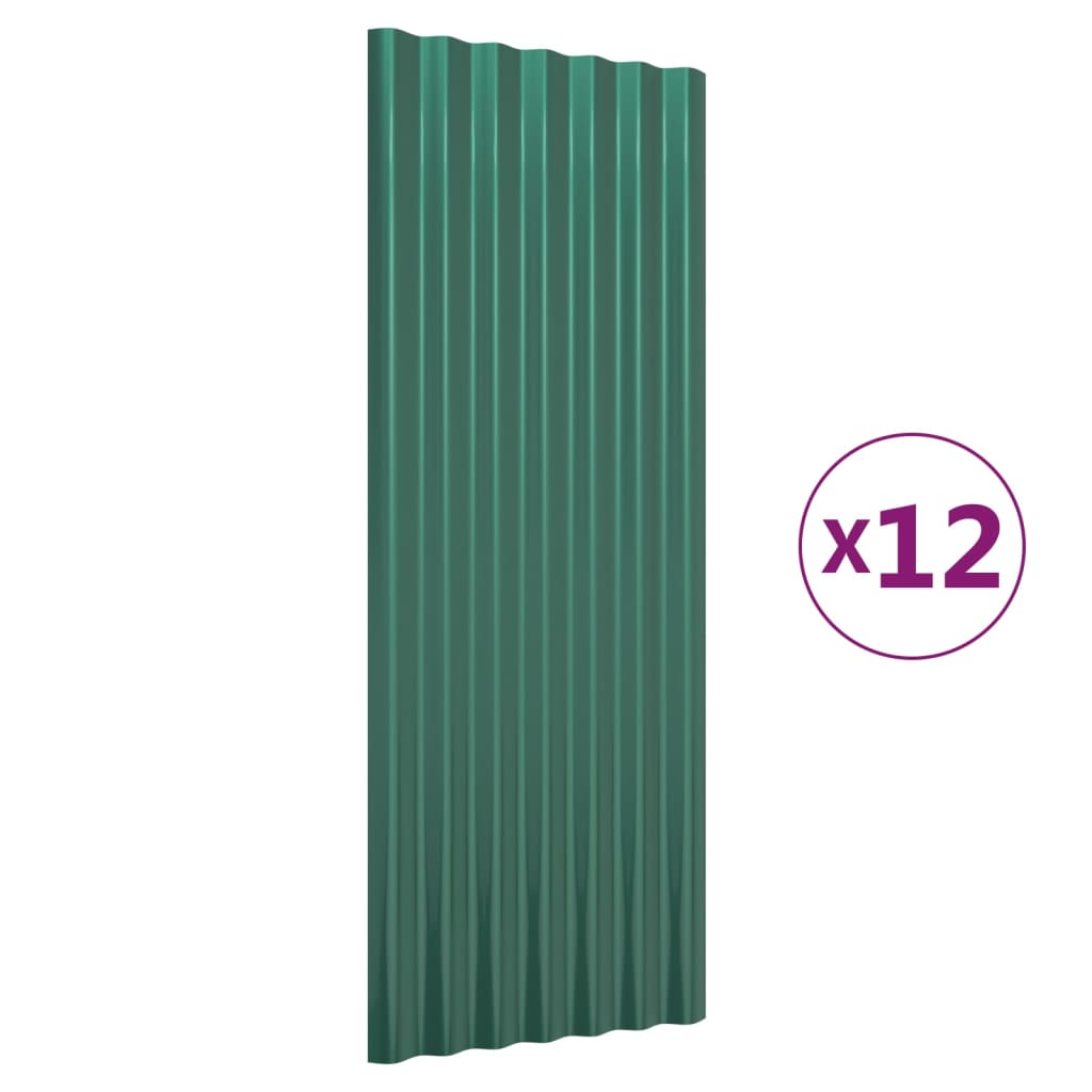 Vidaxl Roof Panels, 12 Pcs., Powder-Coated Steel, 100X36 Cm