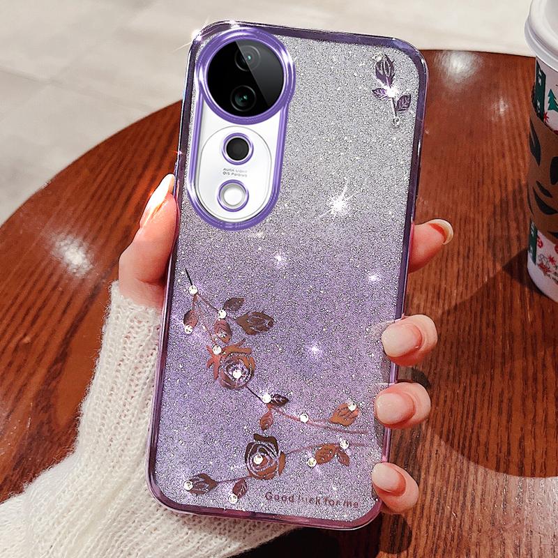 

For vivo S19 Pro 5G Glitter Case Anti-Drop TPU Gradient Phone Cover Purple
