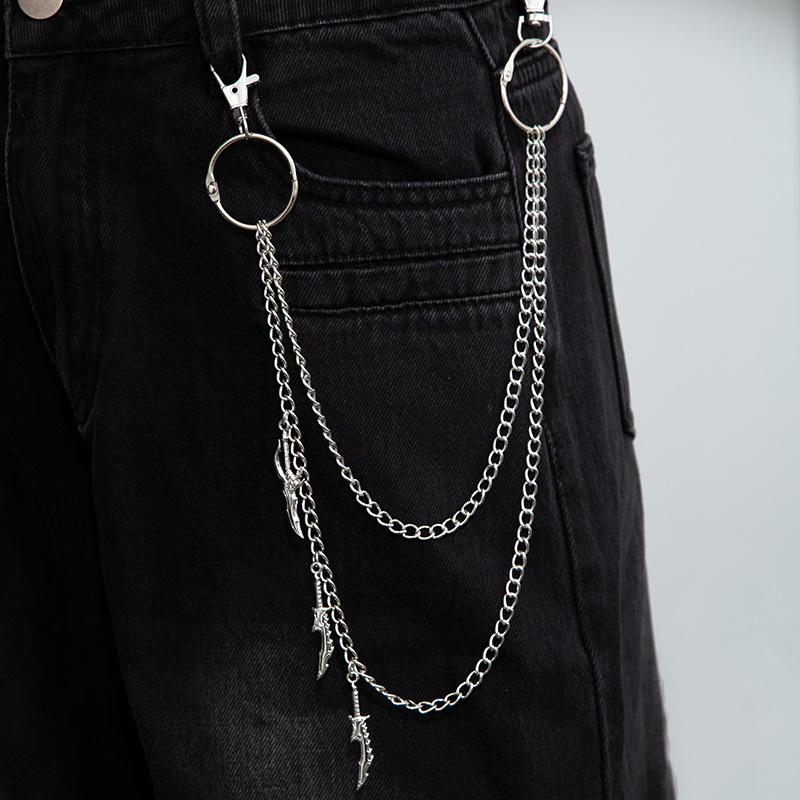 Treasure Knife Pendant Trouser Chain Hip Hop Punk Multi-Layer Metal Waist Chain Trendy Cool Exaggerated Jeans With Accessories