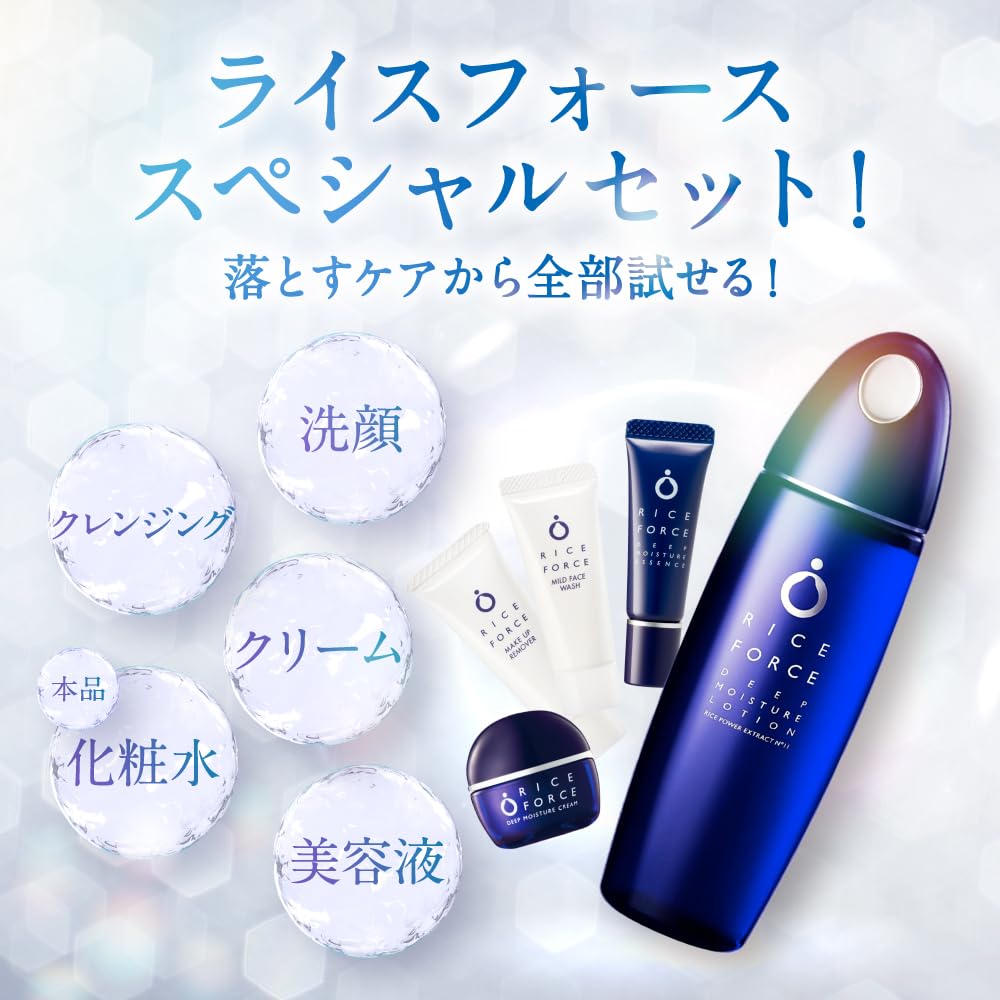 Rice Force New Deep Moisture Lotion Special Set Mini Mini Mini Mini Face Sankyo Healthcare Direct [Lotion, Essence, Cream, Cleanser, Wash, Whitening]
