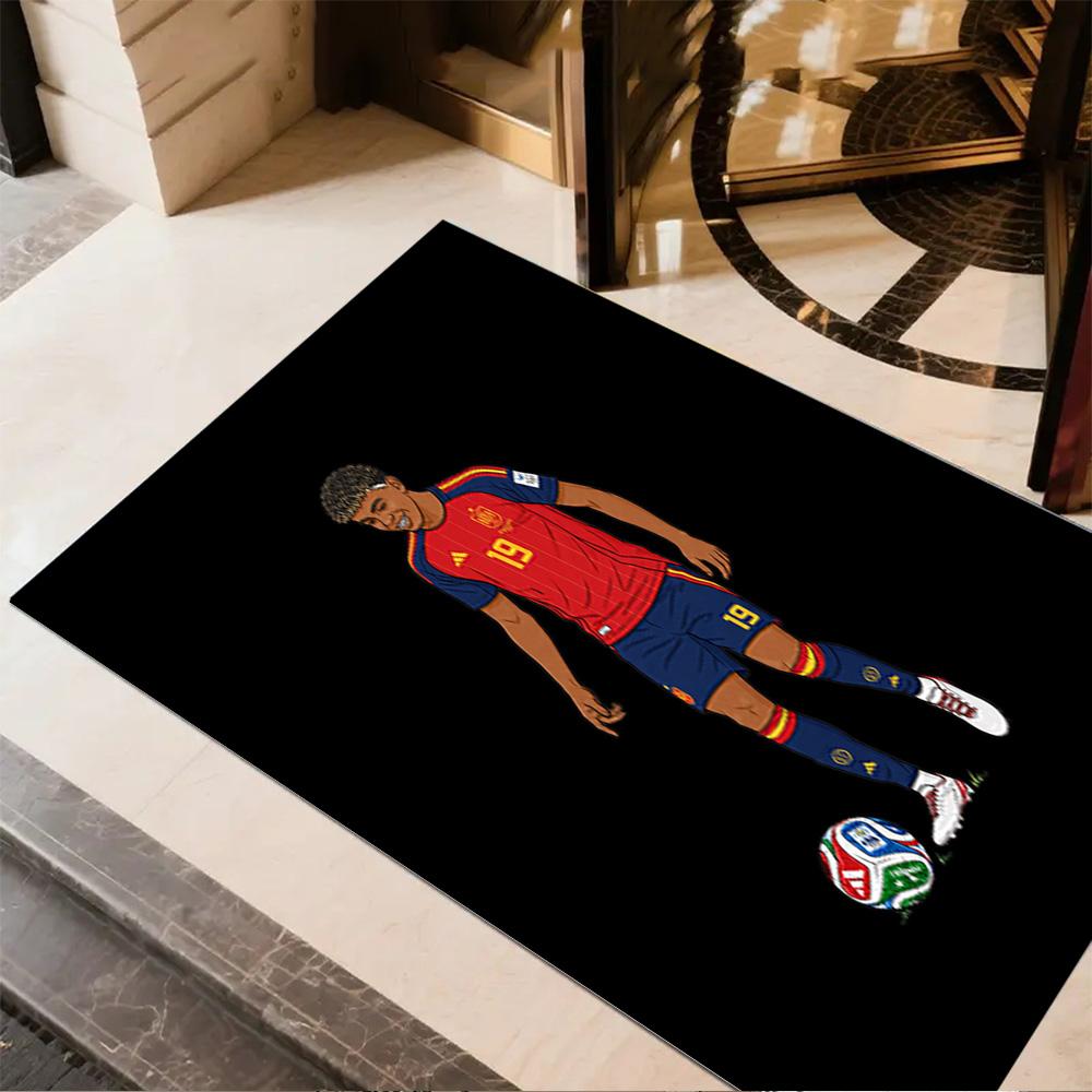 Lamine Yamal's Spain Soccer Player Floor Rug Office Rug Design for Game Room Study room Dormitory Kitchen Antislip Carpet Anime Office Decor