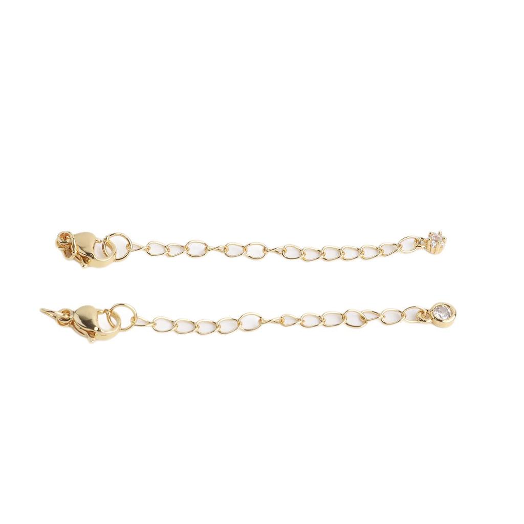 18K Gold-Plated Copper Water Drop Star Lobster Clasp Extension Chain with Pearl Clasp for DIY Accessories
