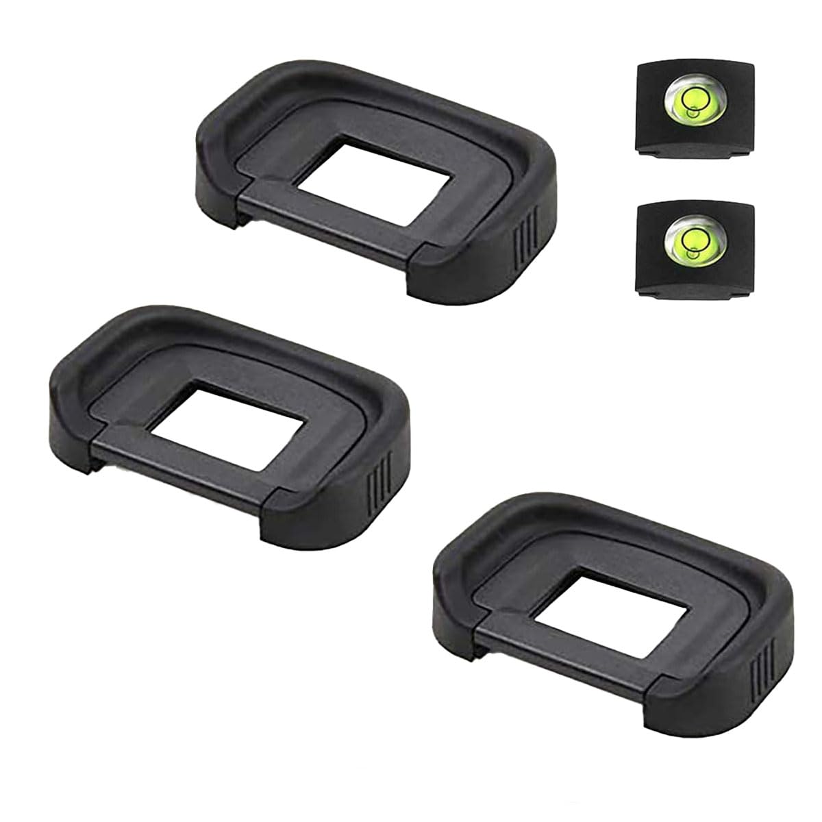 

JHMei Eyecup Extension Lens for Canon EOS Kiss X10 X9 X9i X8i X7 X7i X6i X5 X50 3 EF Eyepieces 2 Hot Shoe Covers with Photography Aid Black X4, &
