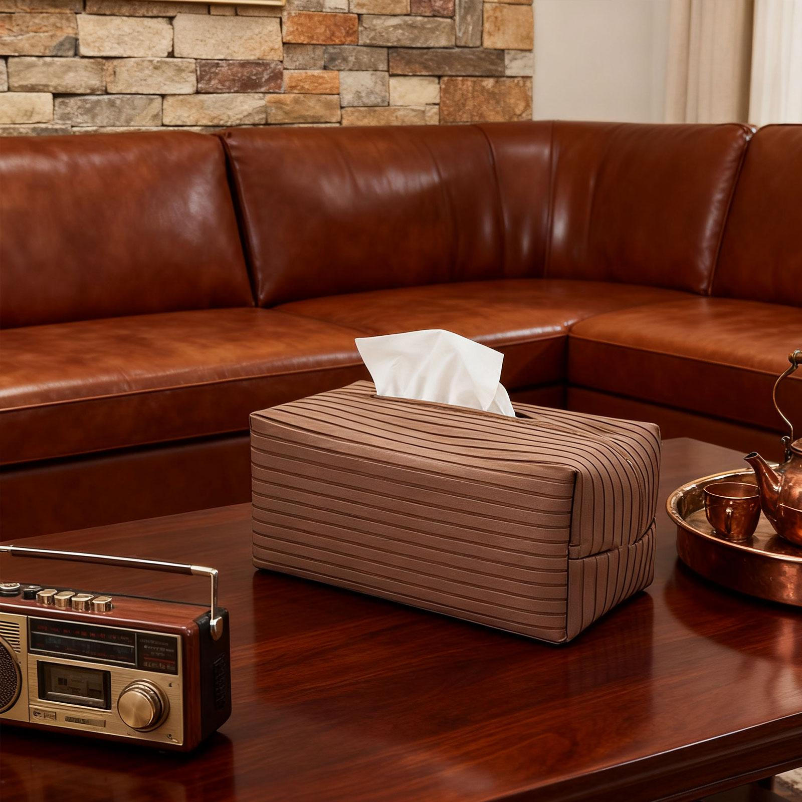 

Tissue Box Cover Napkin Dispenser Home Decor Stylish Facial Holder Rectangular for Office Brown