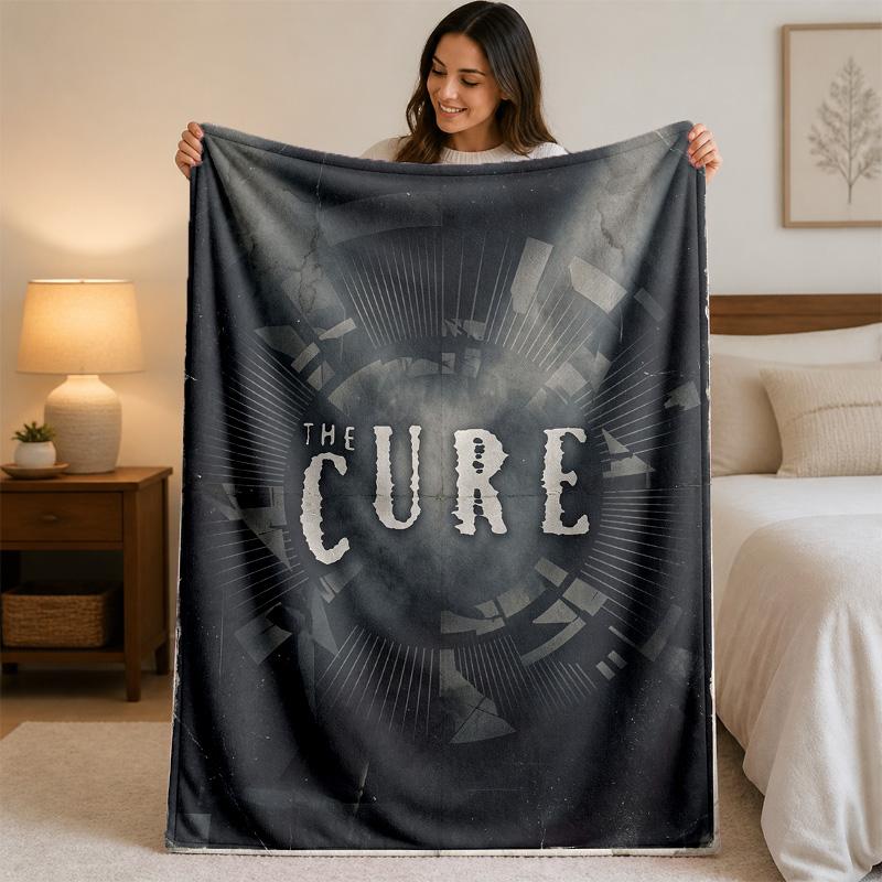 The Cure Print Flannel Blanket Cozy Lightweight Plush Throw Blanket For Bed Sofa Household Use